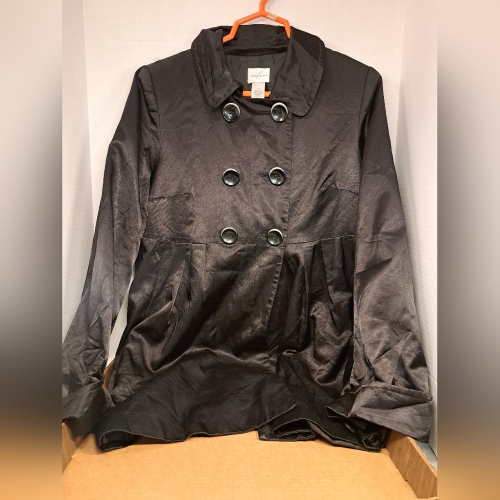 ~WOMEN'S~EMMA JAMES~black~DOUBLE BREASTED~BUTTON DOWN~JACKET Size 14